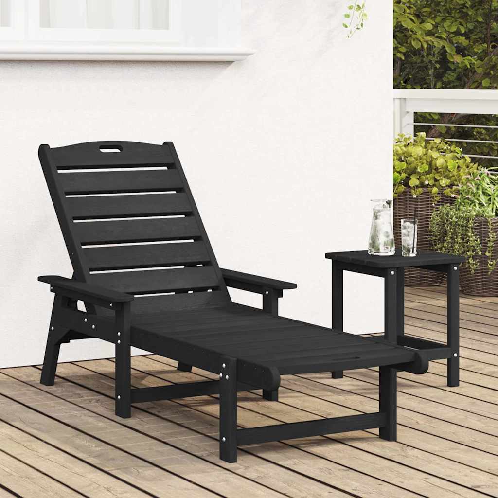 Sun Lounger Black 73.5 x 92 x 90cm HDPE
